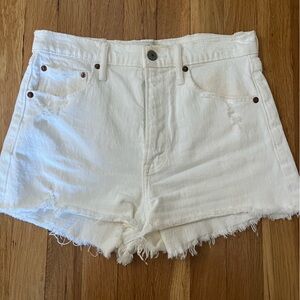 Abercrombie & Fitch Frayed Hem White Jean Shorts
